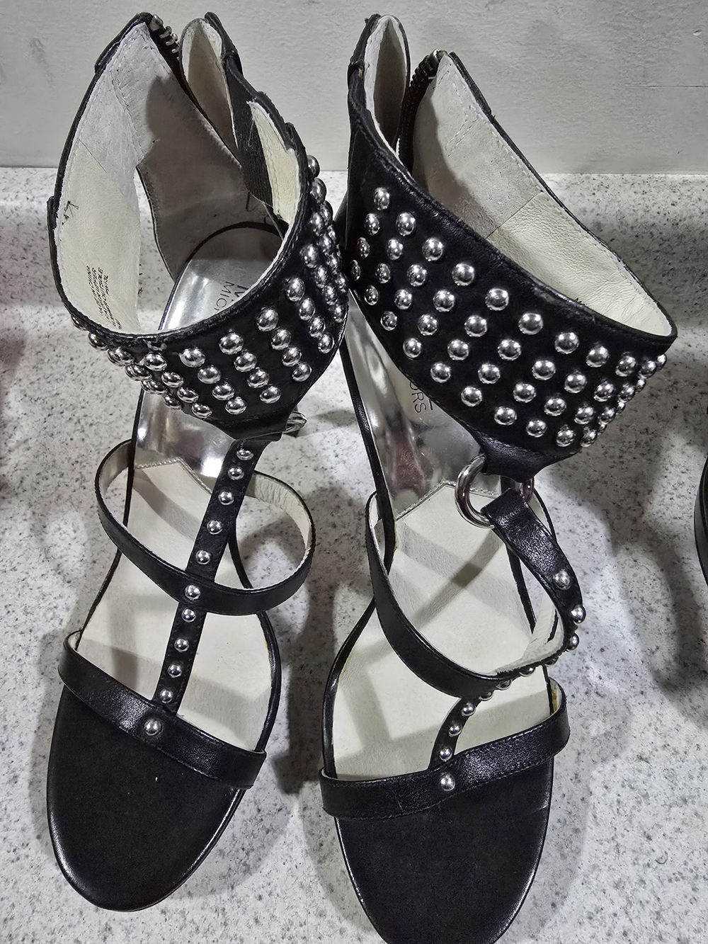 Michael Kors Black Studded Strappy High-Heel Sandals